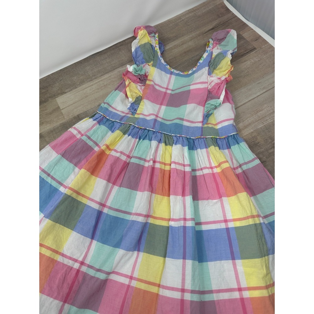 Tommy Bahama Girls Sundress Pastel Plaid Ruffle Dress‎ with Bow Girls Size 5